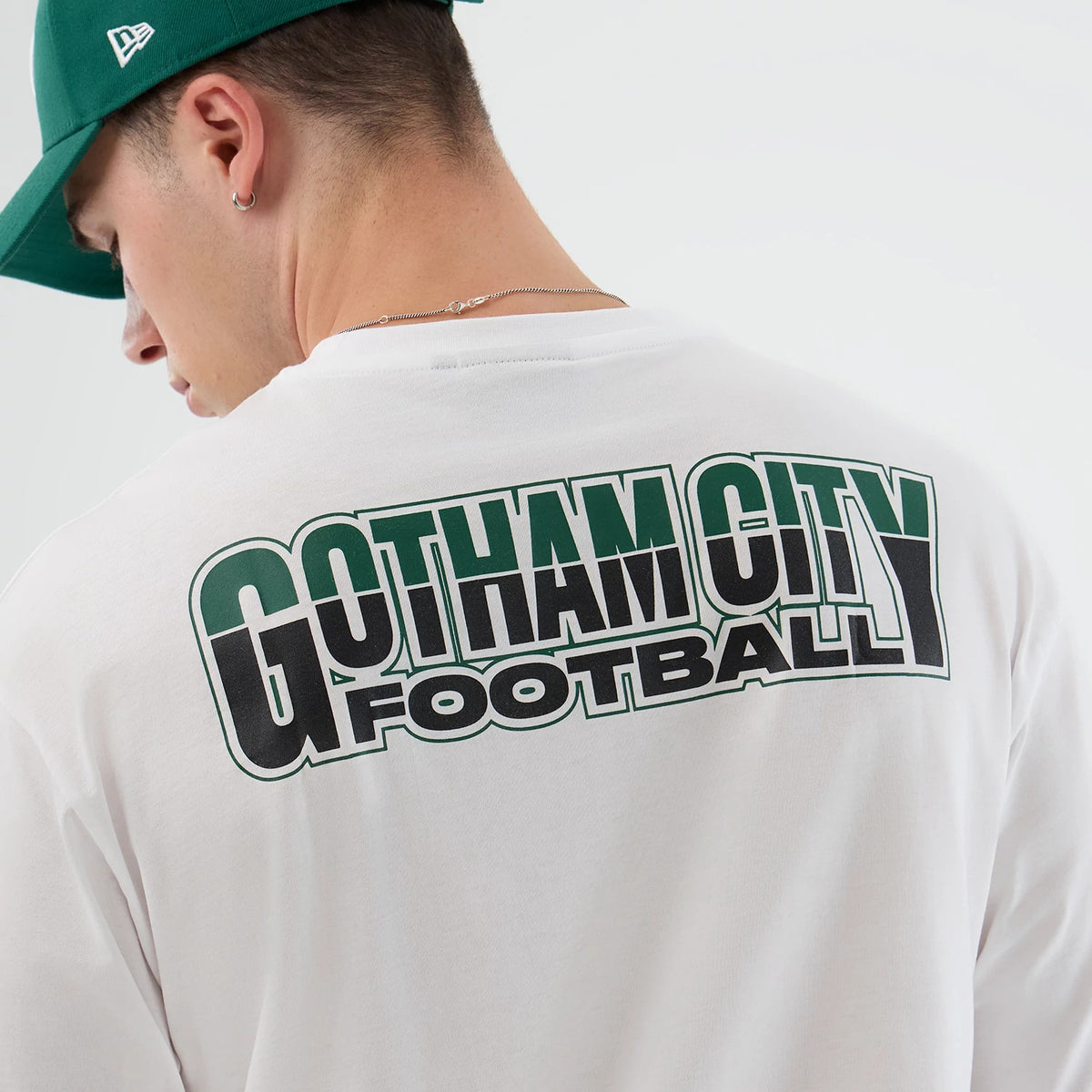 The Male model is wearing New York Jets NFL International Series Games White Oversized T-Shirt 6