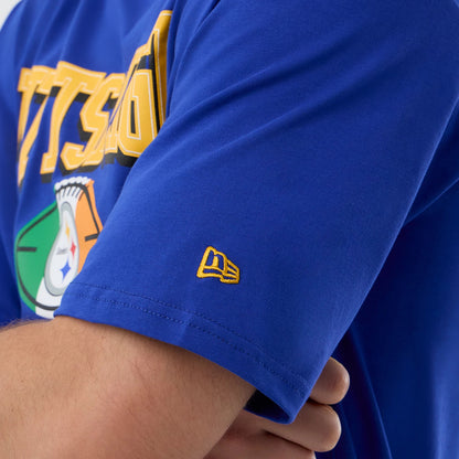 The Male model is wearing Pittsburgh Steelers NFL International Series Games Blue Oversized T-Shirt 3
