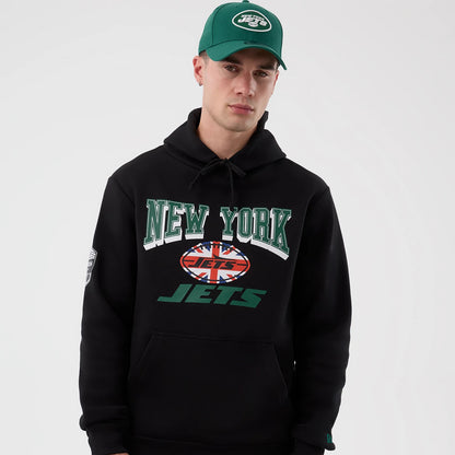 The Male model is wearing New York Jets NFL International Series Games Black Pullover Hoodie 6