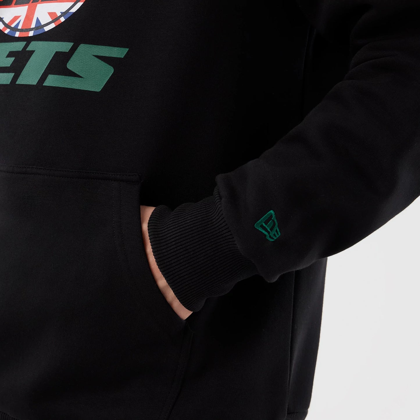 The Male model is wearing New York Jets NFL International Series Games Black Pullover Hoodie 5