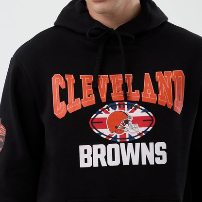 The Male model is wearing Cleveland Browns NFL International Series Games Black Pullover Hoodie  3