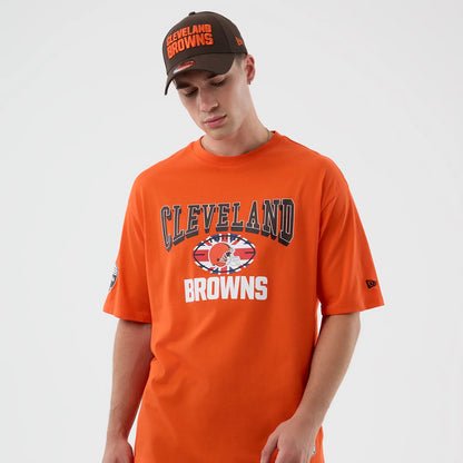 The Male model is wearing Cleveland Browns NFL International Series Games Orange Oversized T-Shirt 3