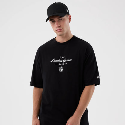 The Male model is wearing London Games NFL International Series Games Black Oversized T-Shirt 5
