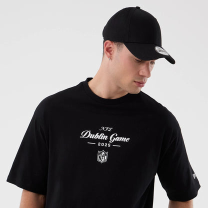 The Male model is wearing Dublin Game NFL International Series Games Black Oversized T-Shirt  6