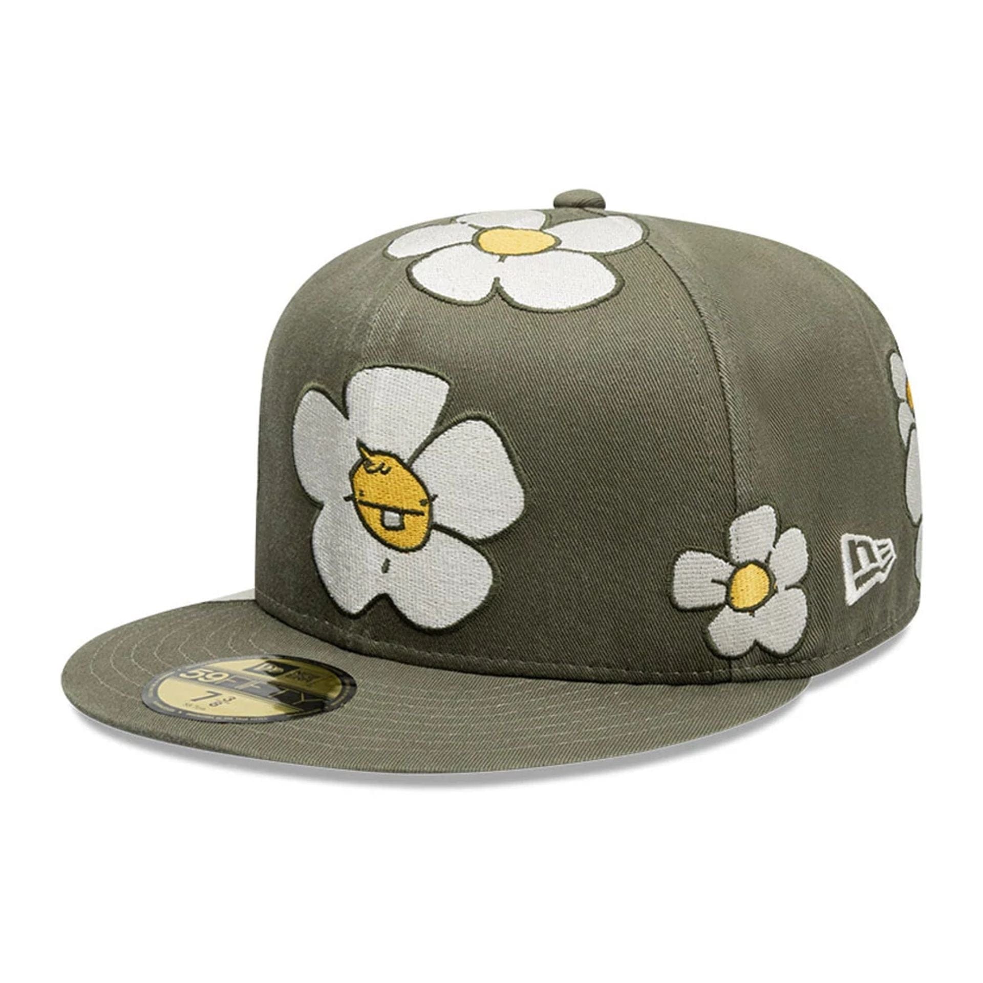 This is a  New Era x Rodrigo Roji Flower Green 59FIFTY Fitted Cap 1