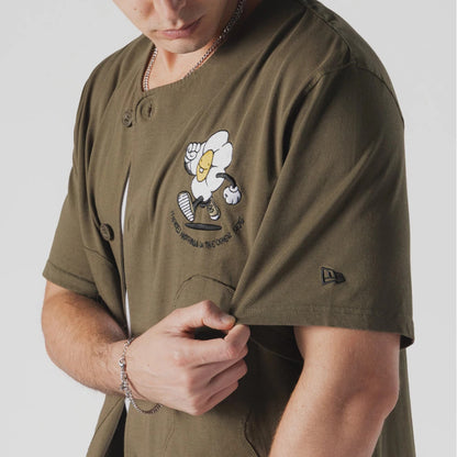 The Male model is wearing  New Era x Rodrigo Roji Flower Green Jersey 3