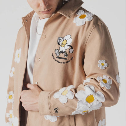 The Male model is wearing  New Era x Rodrigo Roji Flower Light Beige Jacket  3