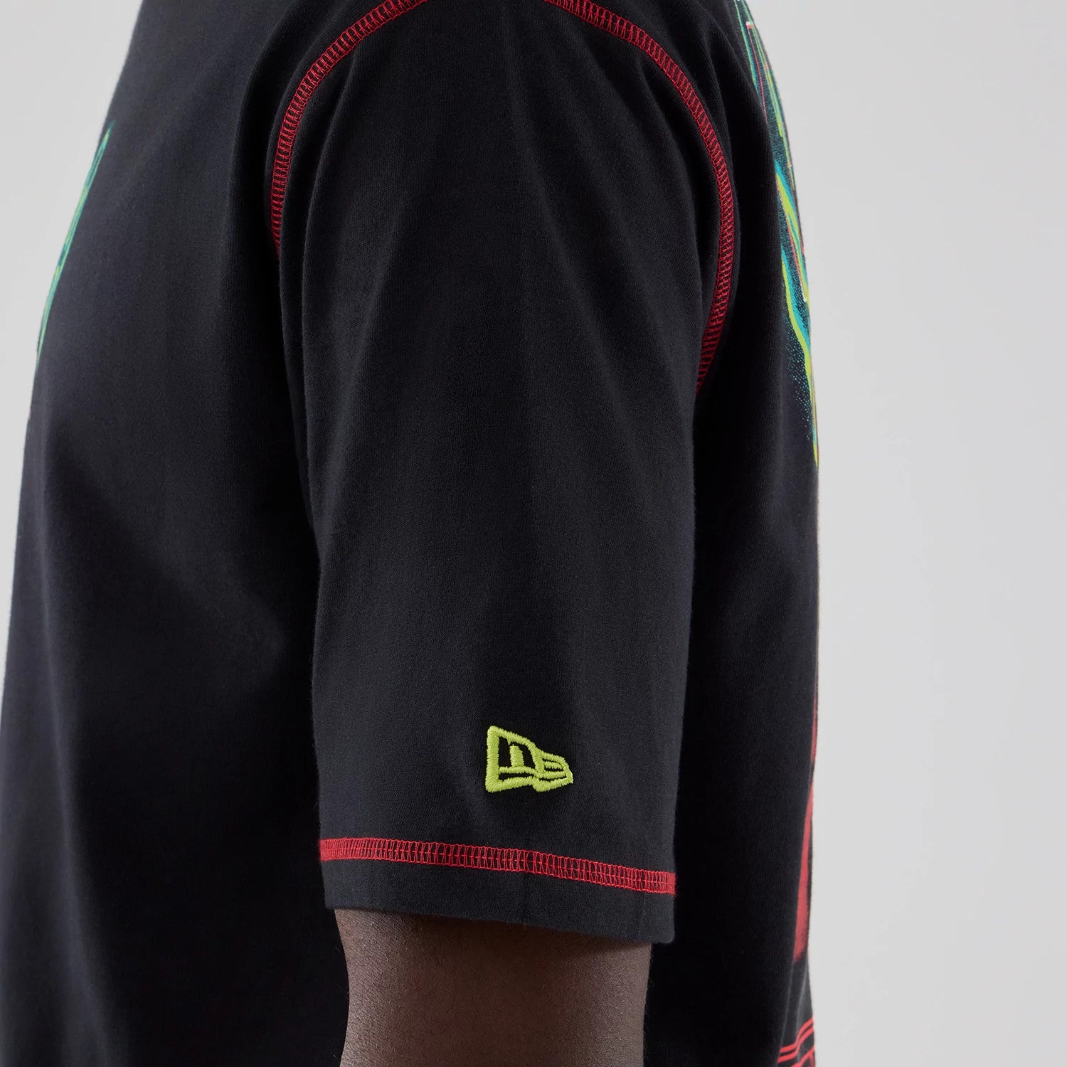 The Male model is wearing Stranger Things Black Oversized T-Shirt 5