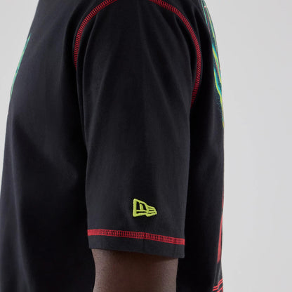 The Male model is wearing Stranger Things Black Oversized T-Shirt 5