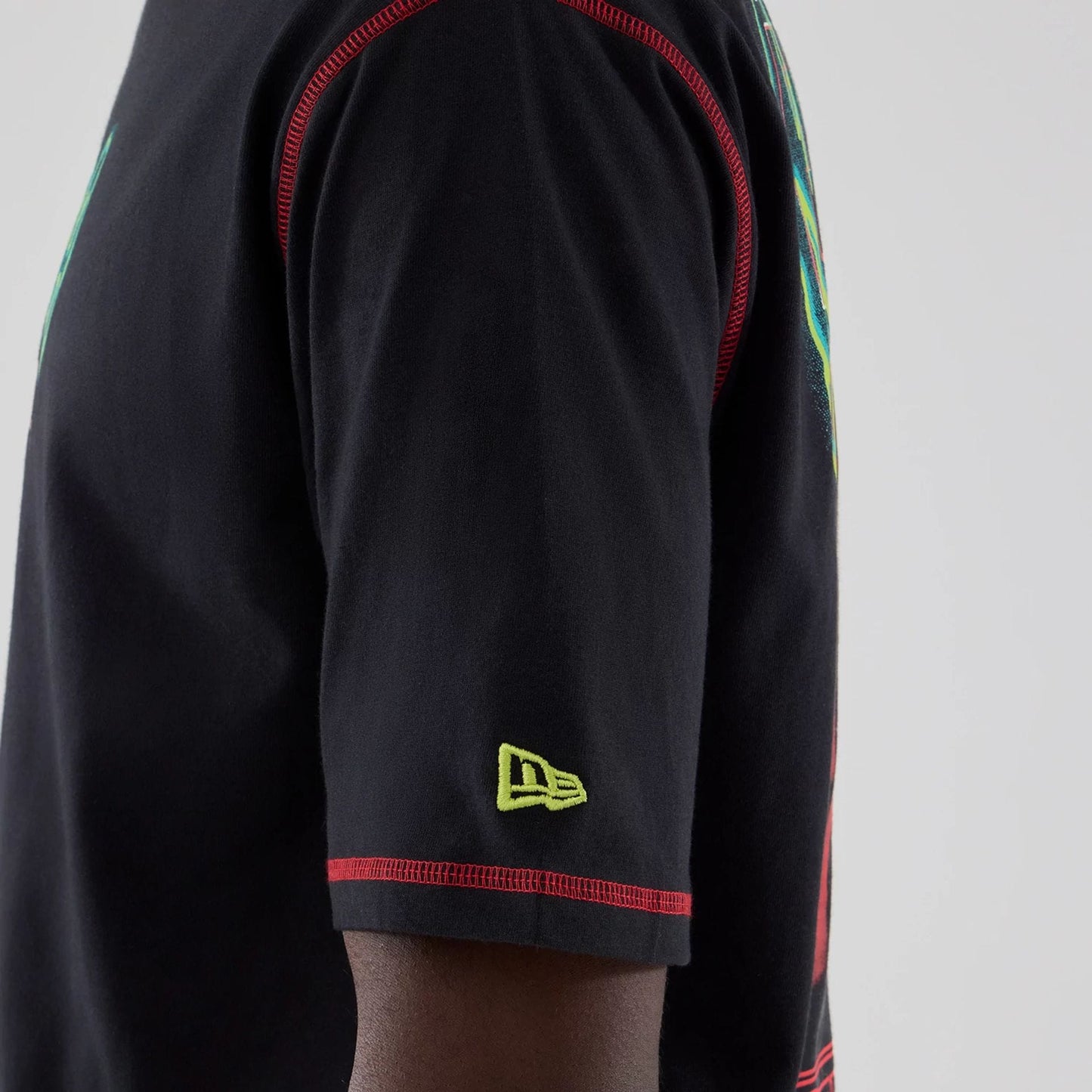 The Male model is wearing Stranger Things Black Oversized T-Shirt 5