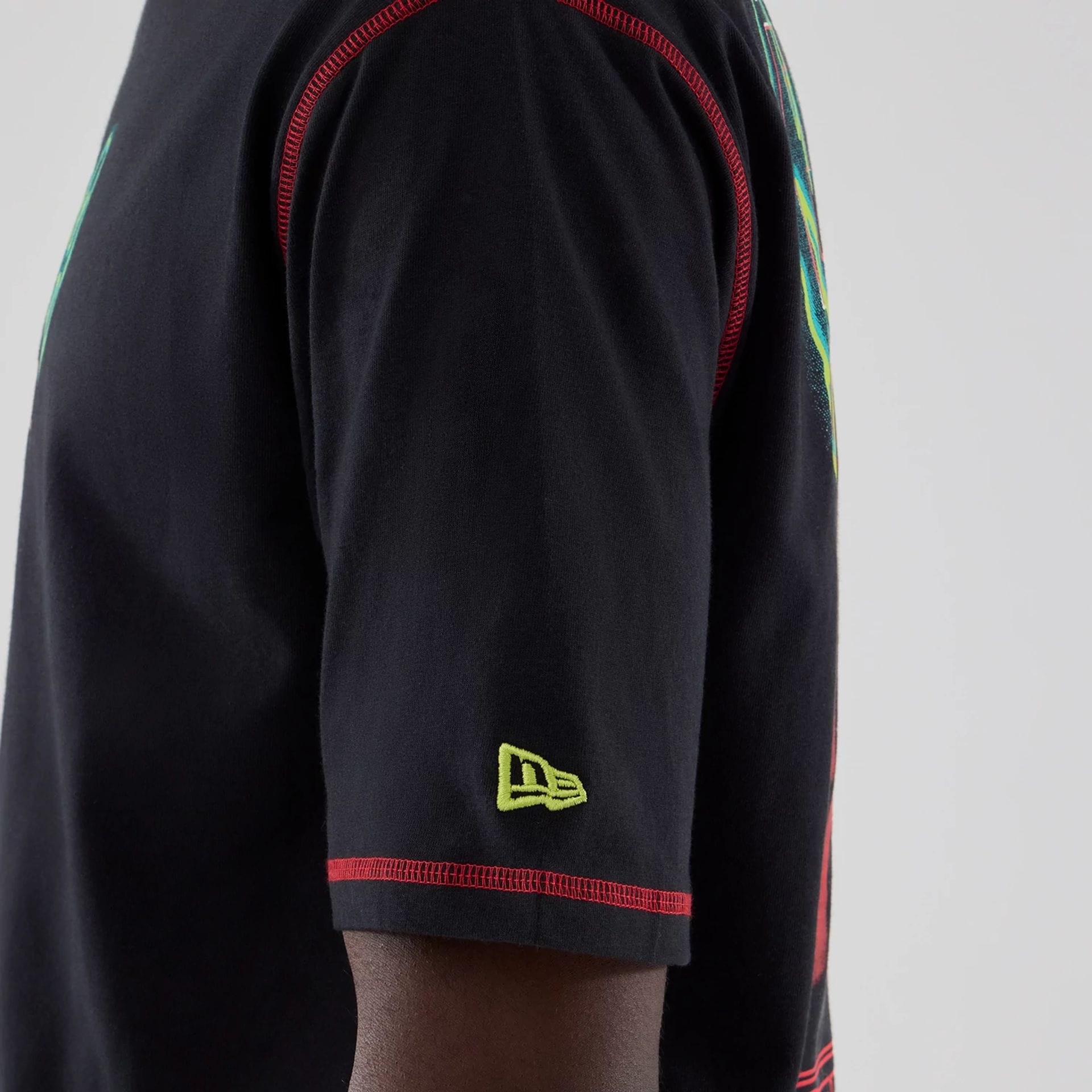 The Male model is wearing Stranger Things Black Oversized T-Shirt 5