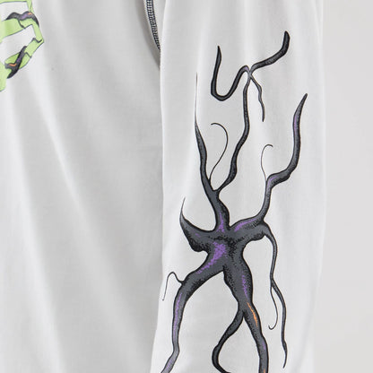 The Male model is wearing Stranger Things White Oversized Long Sleeve T-Shirt  6