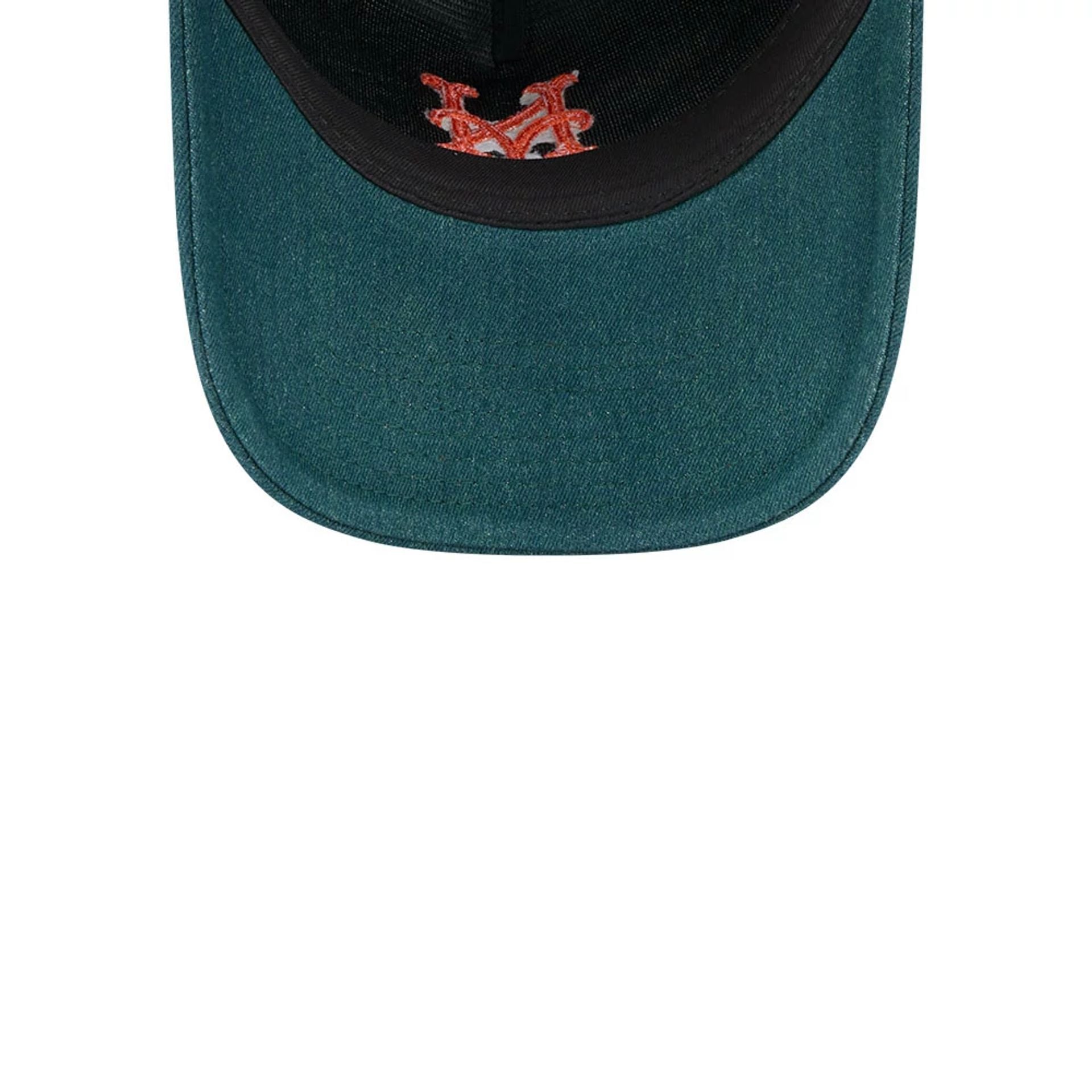 Pictured is this MLB Forest Denim New York Mets 9TWENTY A-Frame Adjustable cap in green. 7