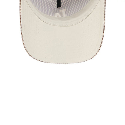 Pictured is this MLB Check LA Dodgers 9TWENTY A-Frame cap in open brown. 2