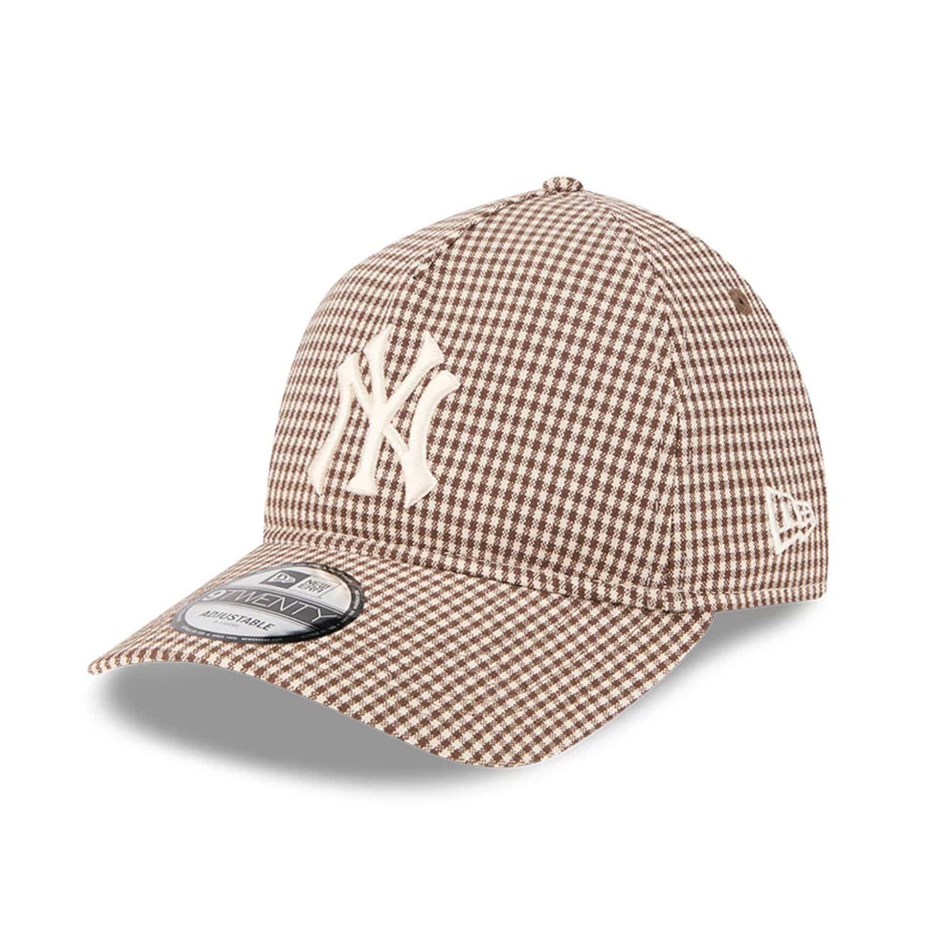 Pictured is this MLB Check New York Yankees 9TWENTY A-Frame cap in open brown. 1