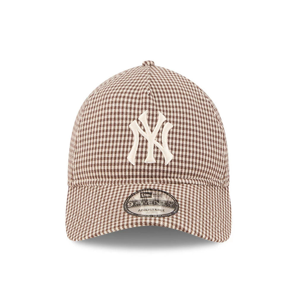 Pictured is this MLB Check New York Yankees 9TWENTY A-Frame cap in open brown. 3