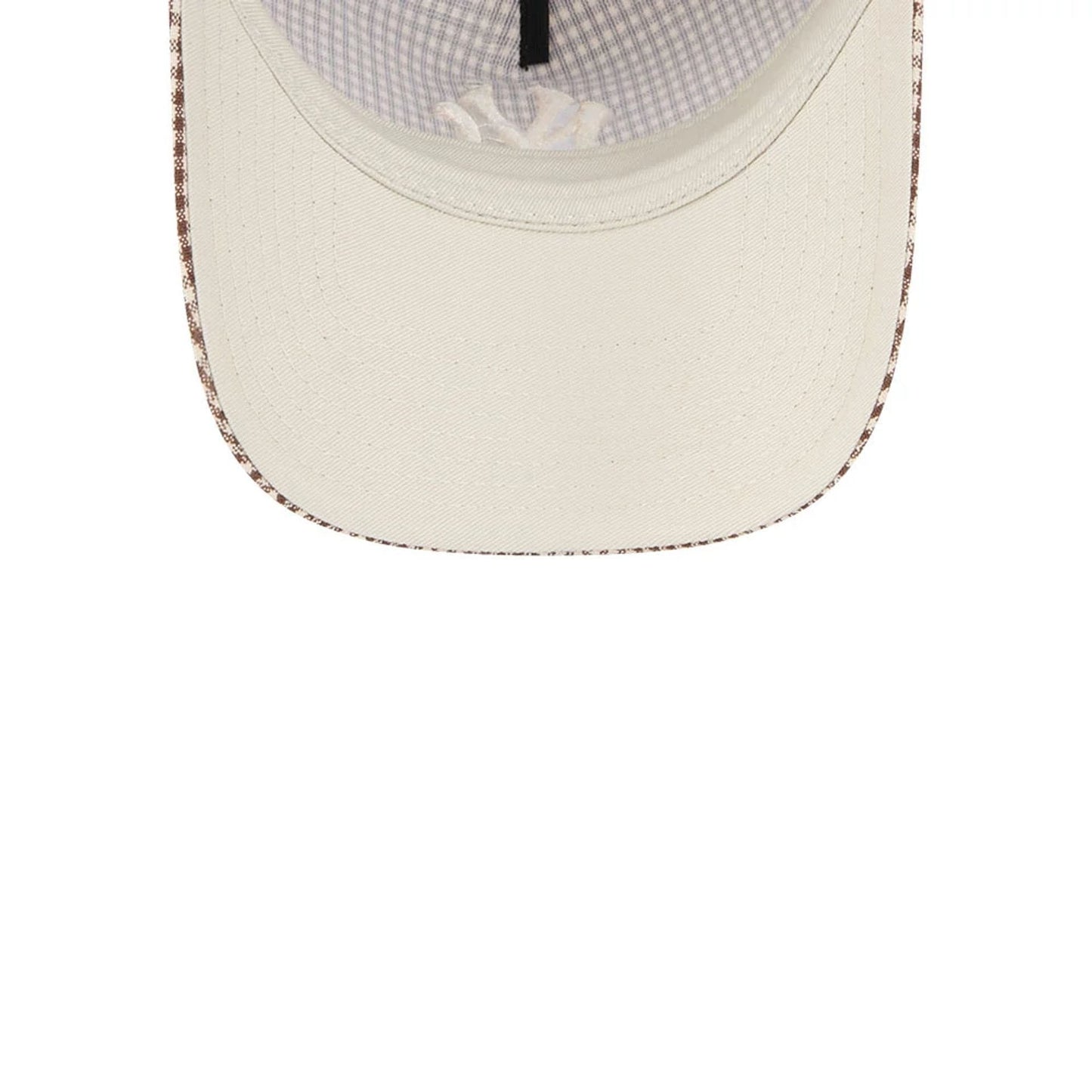 Pictured is this MLB Check New York Yankees 9TWENTY A-Frame cap in open brown. 2