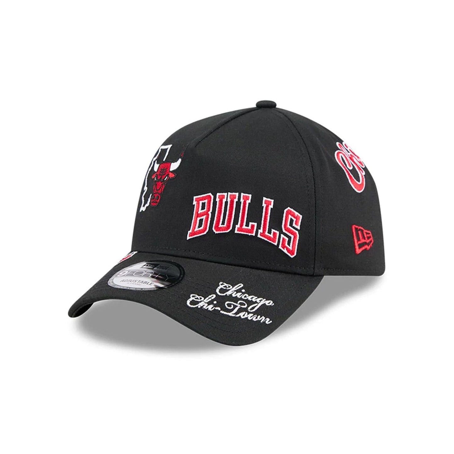 Pictured is this NBA All Over Chicago Bulls 9FORTY A-Frame cap in black. 1