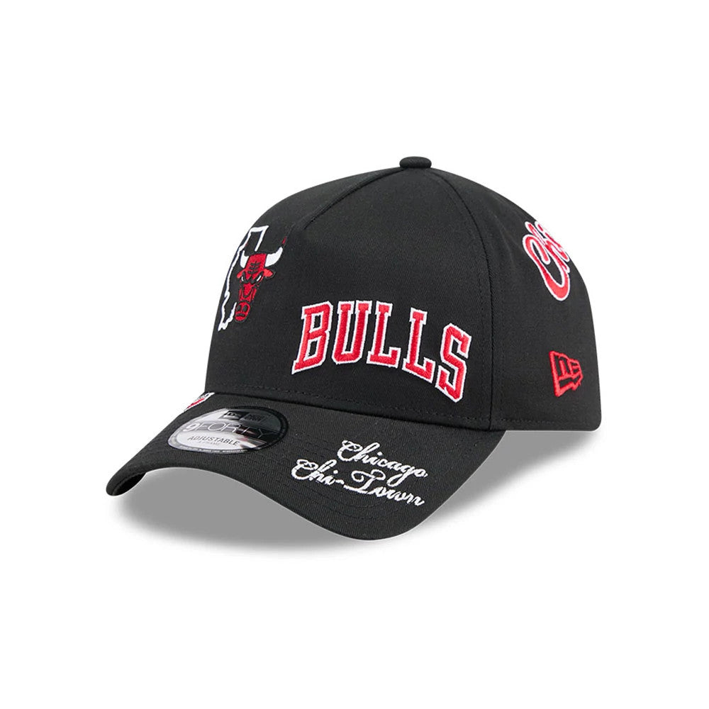 Pictured is this NBA All Over Chicago Bulls 9FORTY A-Frame cap in black. 1