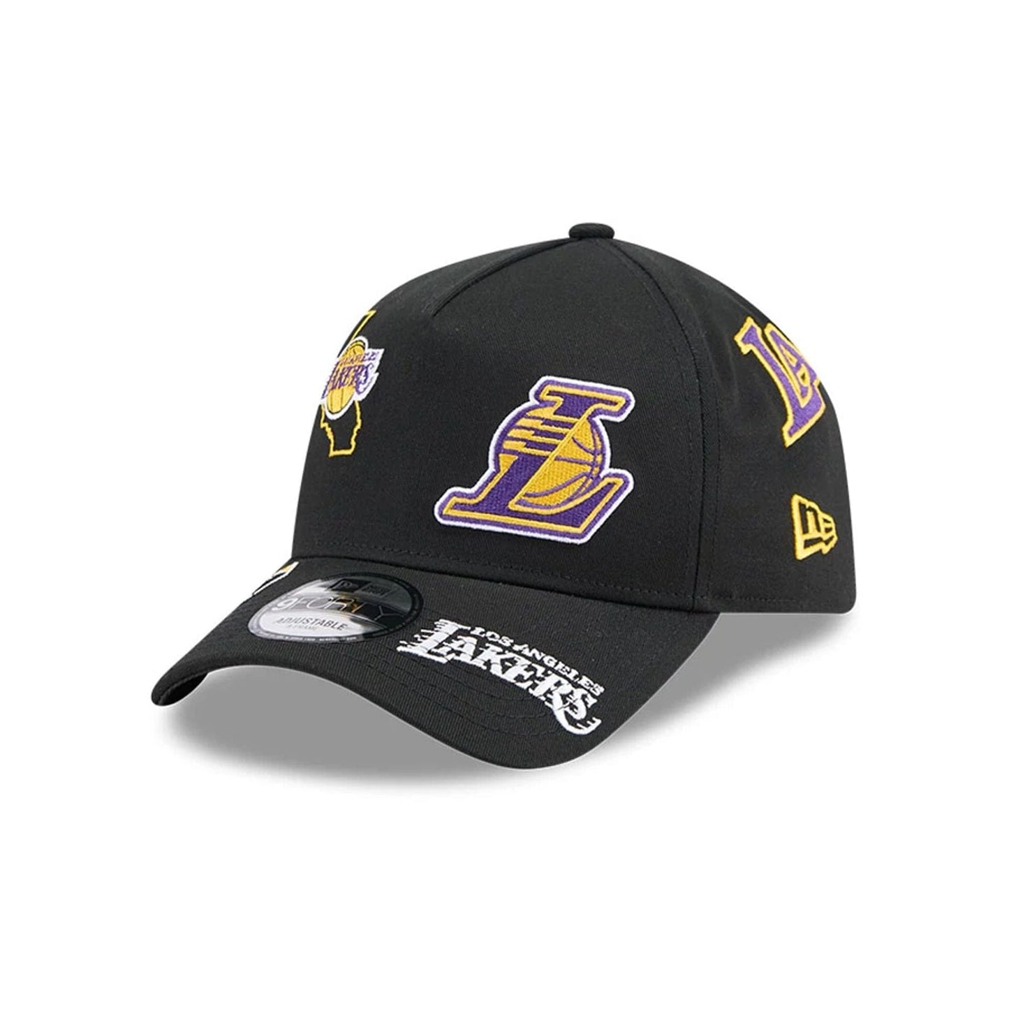 Pictured is this NBA All Over LA Lakers 9FORTY A-Frame cap in black. 1