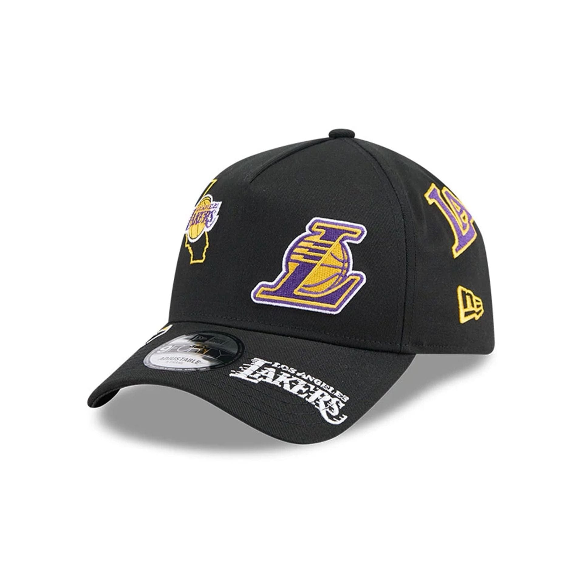 Pictured is this NBA All Over LA Lakers 9FORTY A-Frame cap in black. 1