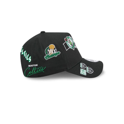 Pictured is this NBA All Over Boston Celtics 9FORTY A-Frame cap in black. 6