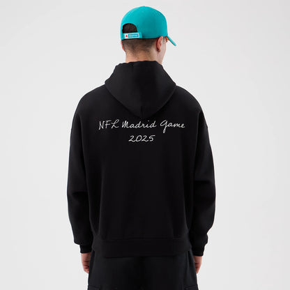 The Male model is wearing Miami Dolphins NFL International Series Games Black Pullover Hoodie 2
