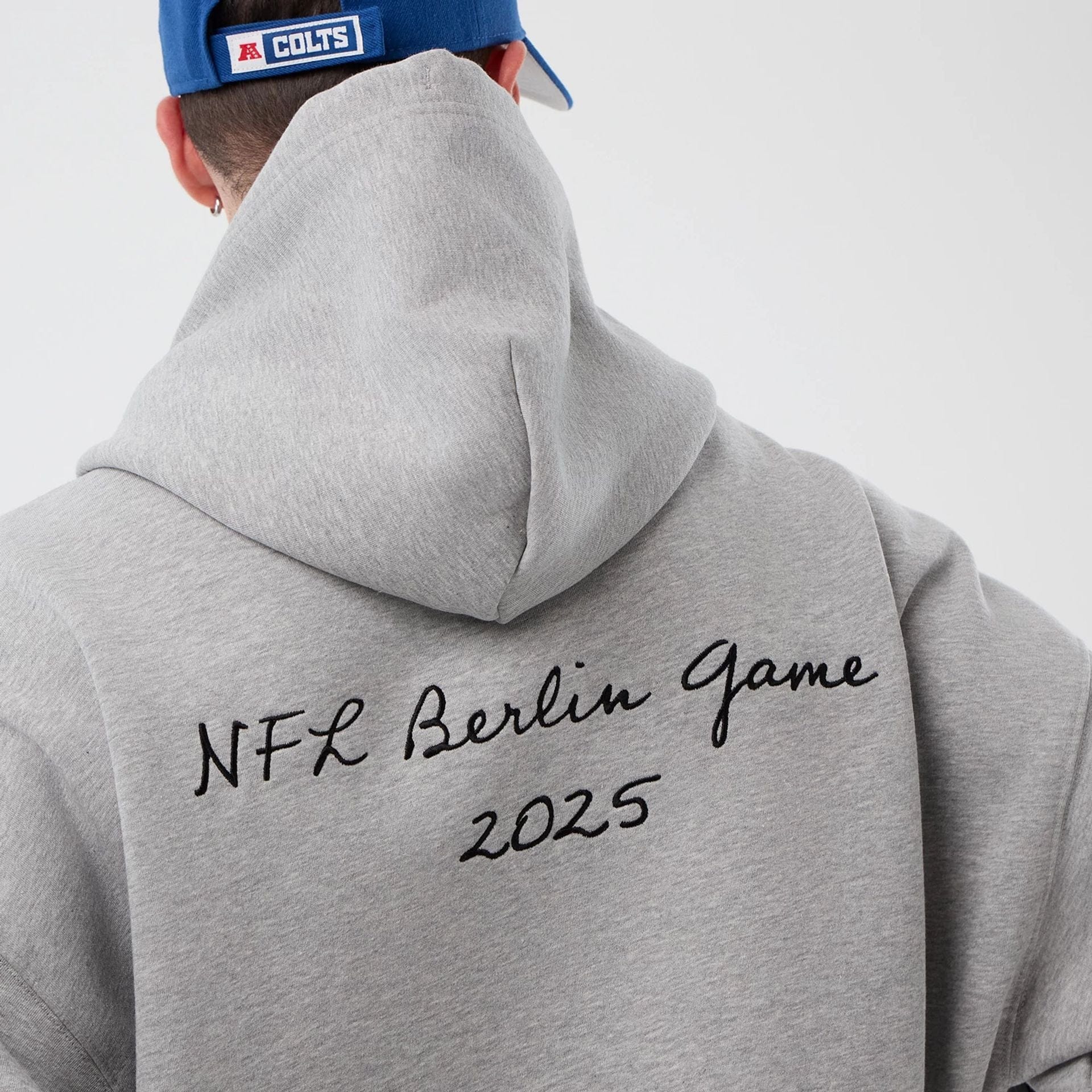 The Male model is wearing Indianapolis Colts NFL International Series Games Grey Pullover Hoodie  6