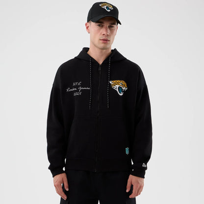 The Male model is wearing Jacksonville Jaguars NFL International Series Games Black Full Zip Hoodie  1