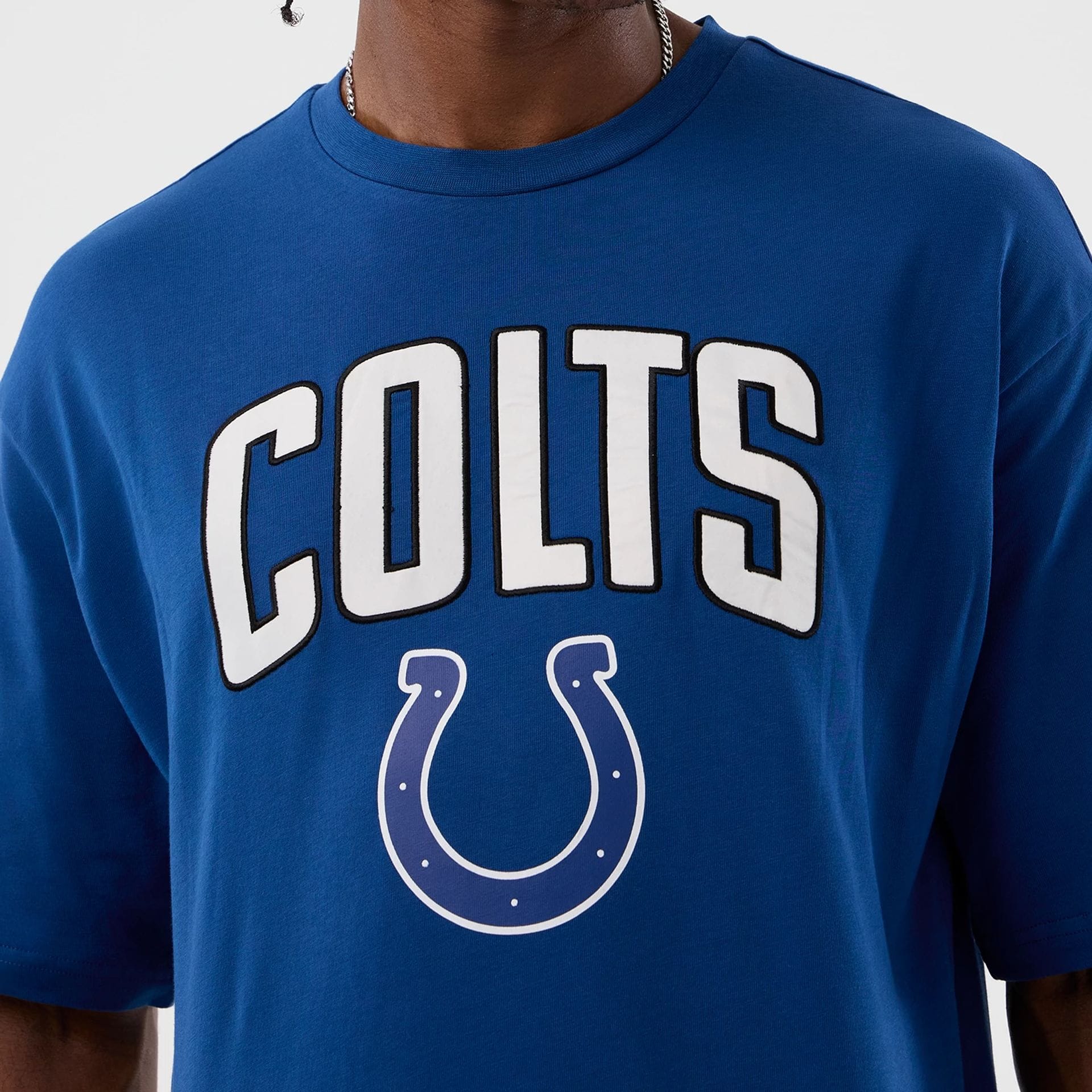 The Male model is wearing Indianapolis Colts NFL International Series Games Blue Oversized T-Shirt  3
