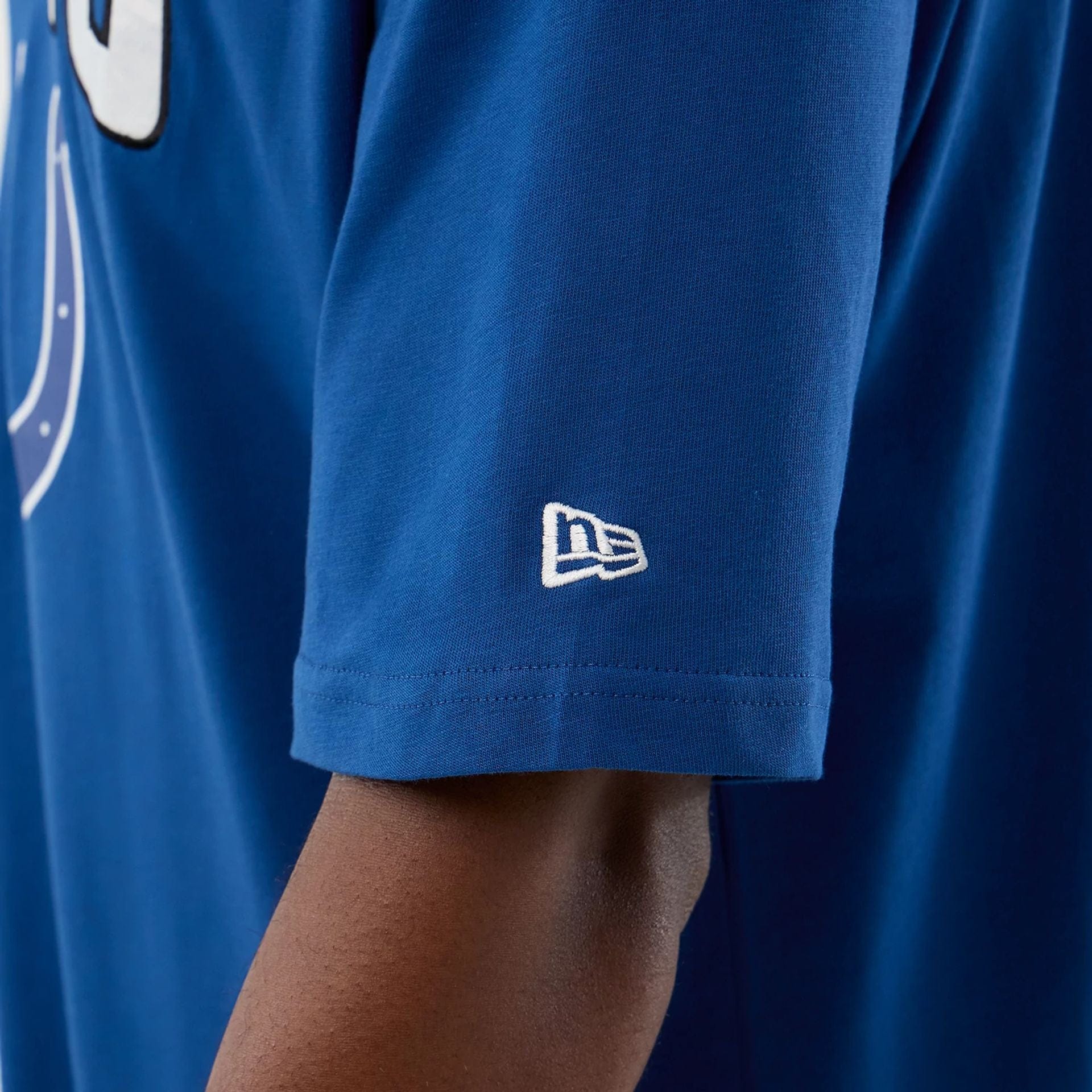 The Male model is wearing Indianapolis Colts NFL International Series Games Blue Oversized T-Shirt  4