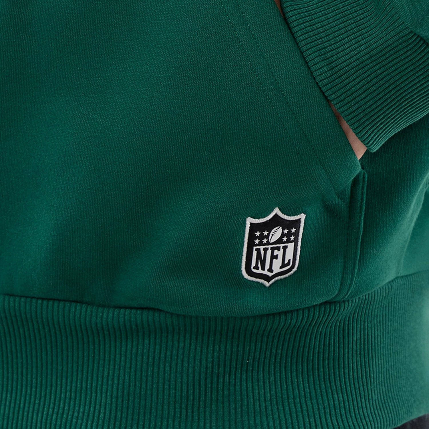 The Male model is wearing New York Jets NFL International Series Games Green Full Zip Hoodie 6