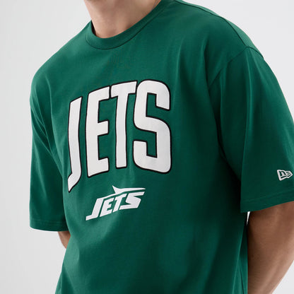 The Male model is wearing New York Jets NFL International Series Games Green Oversized T-Shirt 5