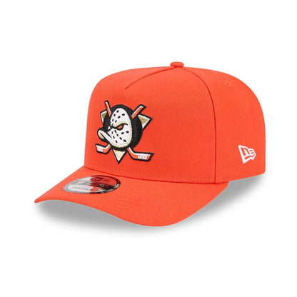 Pictured is this NHL Evergreen Anaheim Ducks 9FIFTY A-Frame Snapback cap in orange. 4