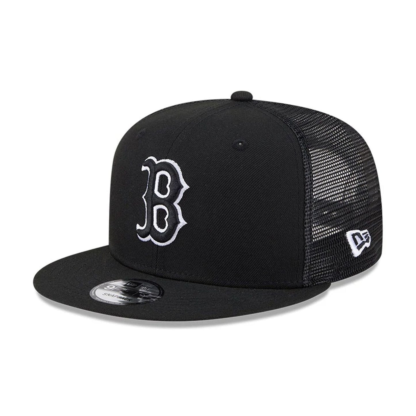 Pictured is this MLB Evergreen Boston Red Sox 9FIFTY Trucker cap in black. 1