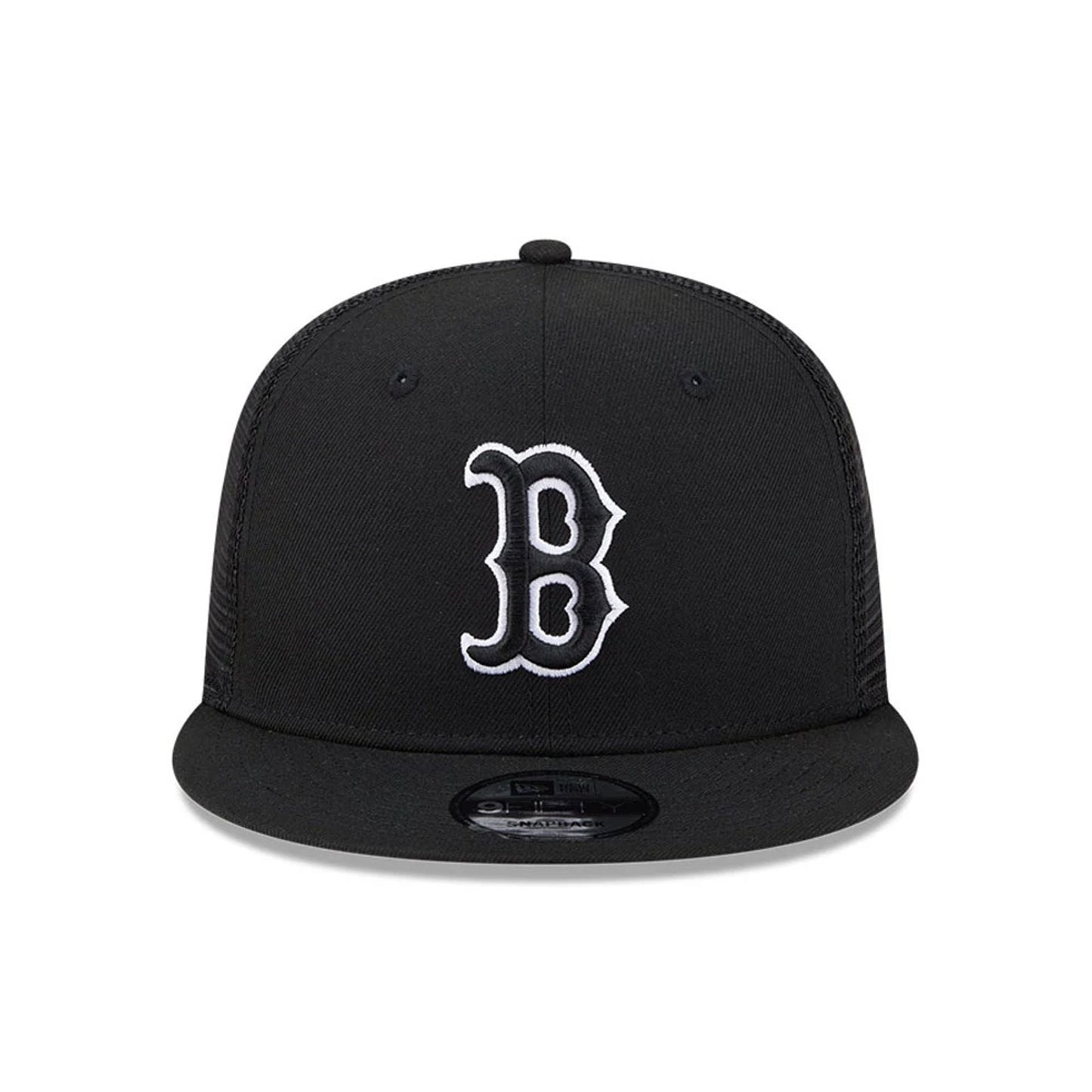 Pictured is this MLB Evergreen Boston Red Sox 9FIFTY Trucker cap in black. 3
