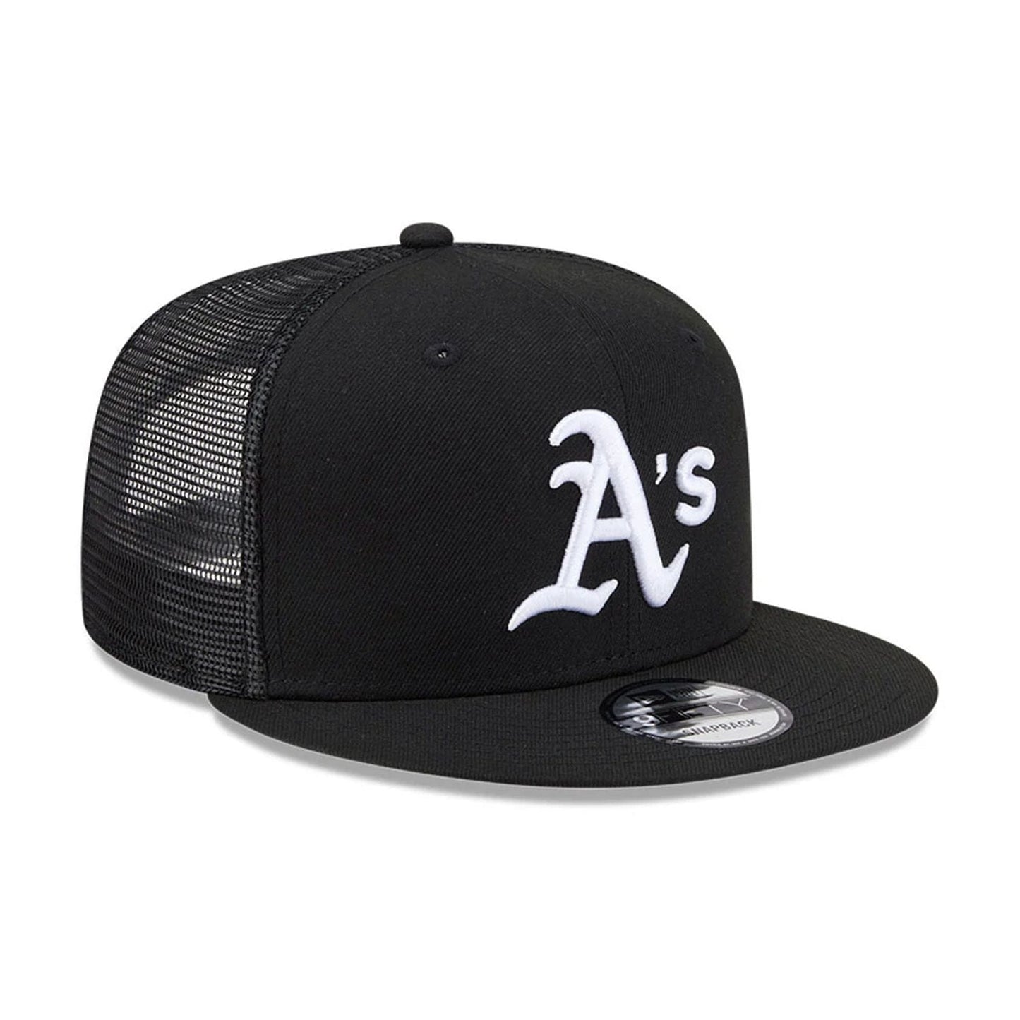 Pictured is this MLB Evergreen Athletics 9FIFTY Trucker cap in black. 4