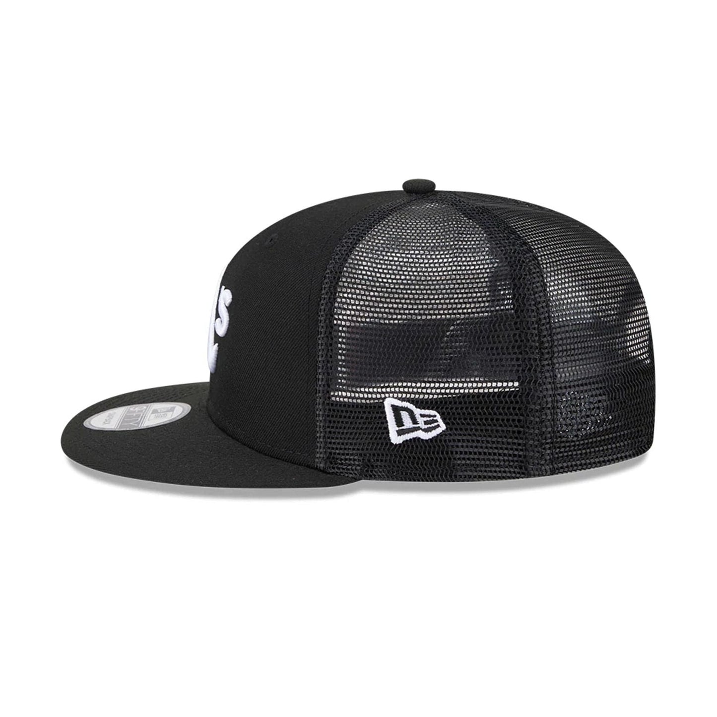 Pictured is this MLB Evergreen Athletics 9FIFTY Trucker cap in black. 5