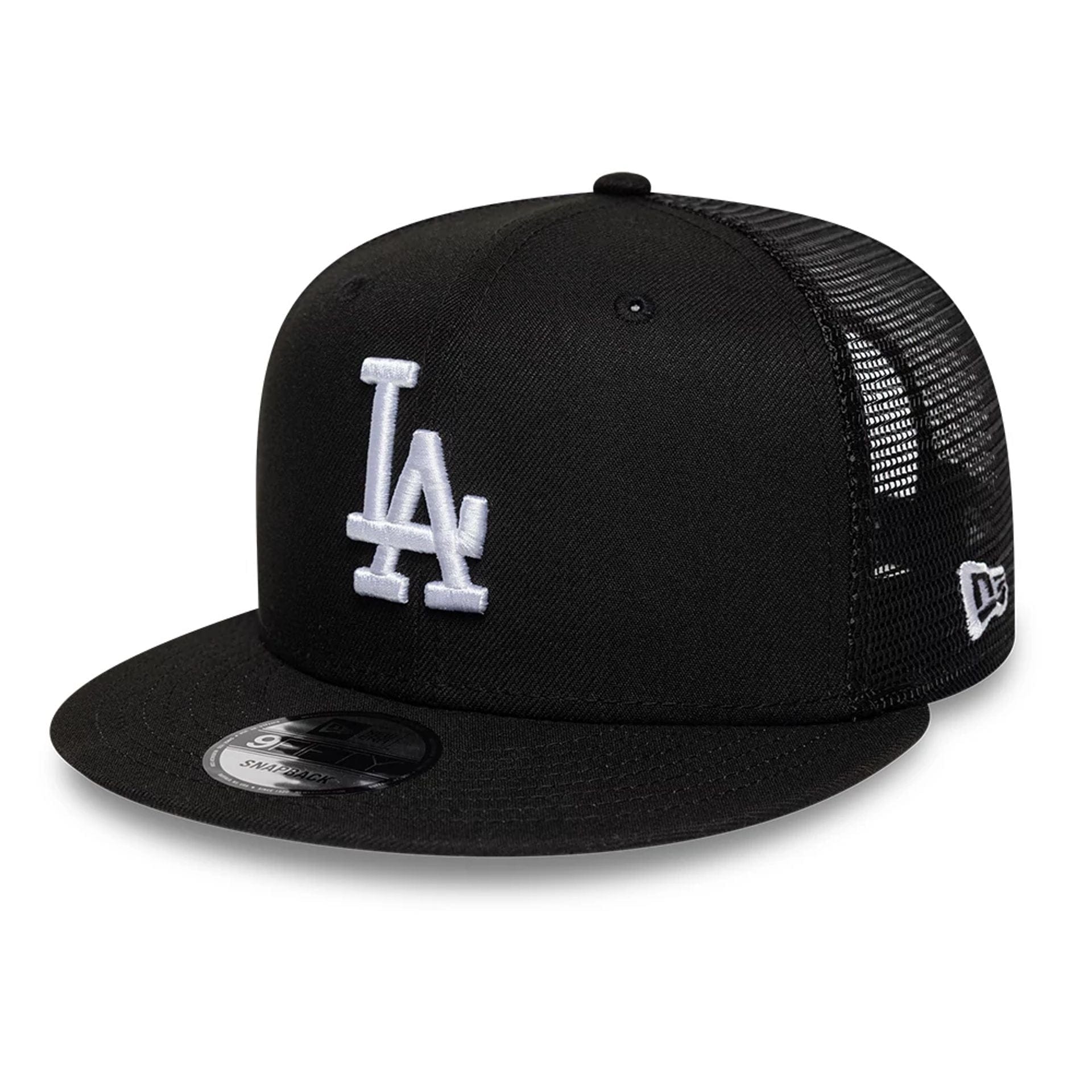 Pictured is this MLB Evergreen LA Dodgers 9FIFTY Trucker cap in black. 1