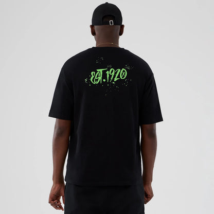 The Male model is wearing  New Era Halloween Clown Graphic Black Oversized T-Shirt 2