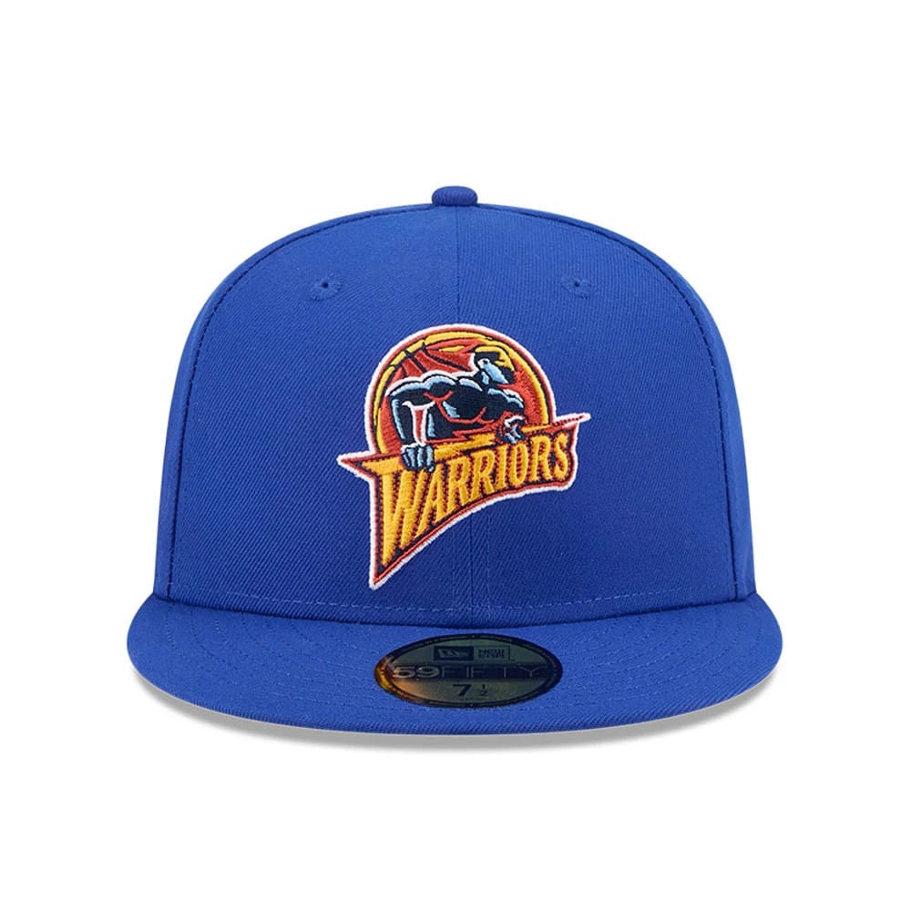 Pictured is this NBA Hardwood Classic Sidepatch Golden State Warriors 59FIFTY Fitted cap in blue. 3