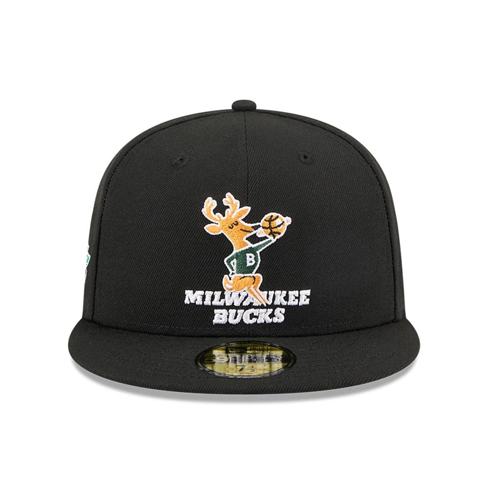 Pictured is this NBA Hardwood Classic Milwaukee Bucks 59FIFTY Fitted cap in black. 3
