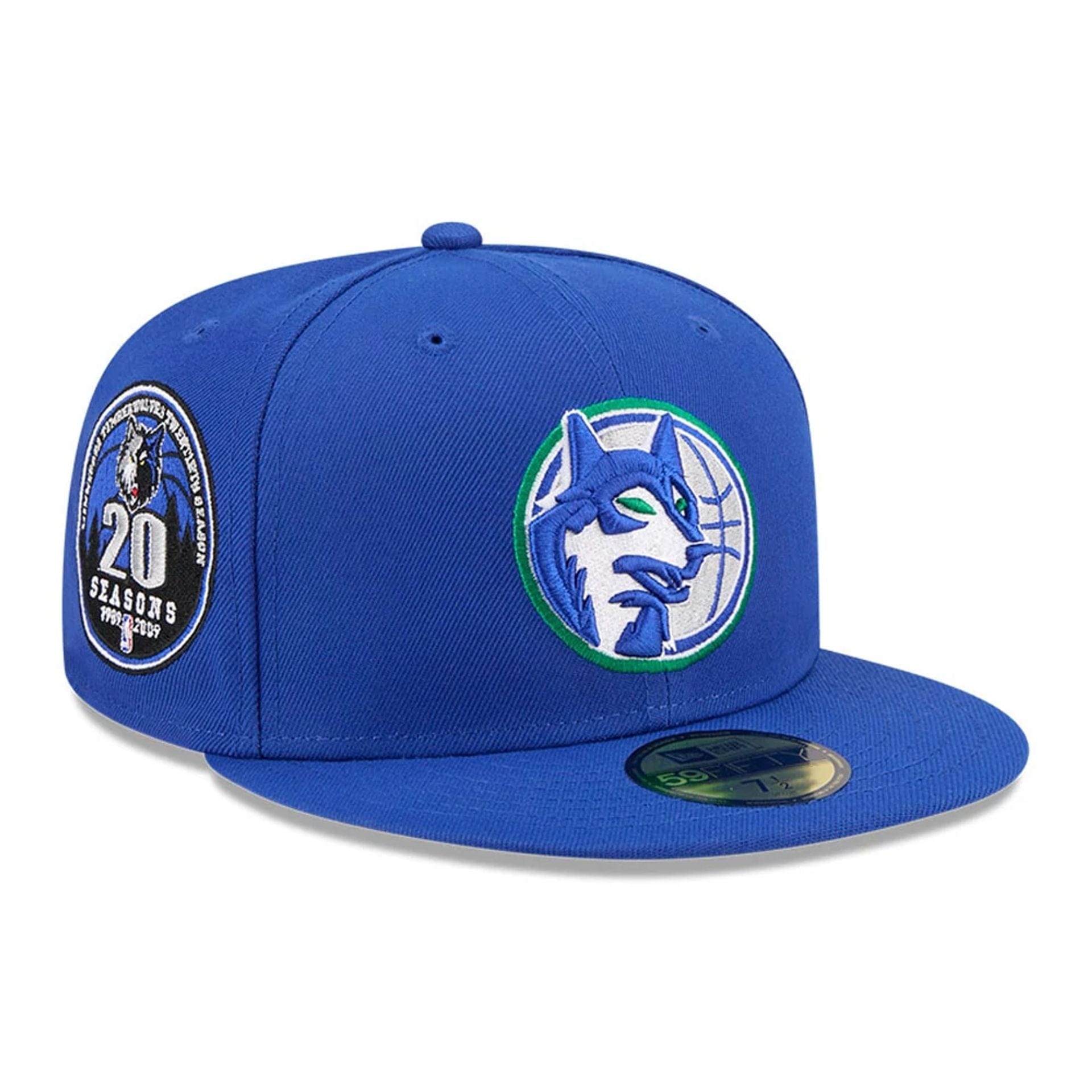 Pictured is this NBA Hardwood Classic Minnesota Timberwolves 59FIFTY Fitted cap in blue. 1