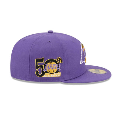 Pictured is this NBA Hardwood Classic 50th Anniversary LA Lakers 59FIFTY Fitted cap in purple. 6