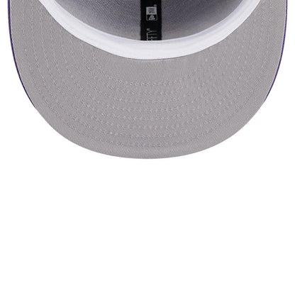 Pictured is this NBA Hardwood Classic 50th Anniversary LA Lakers 59FIFTY Fitted cap in purple. 2