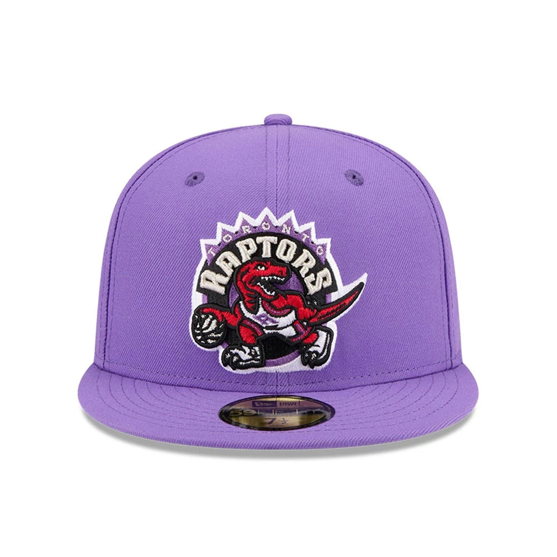 Pictured is this NBA Hardwood Classic Toronto Raptors 59FIFTY Fitted cap in bright purple. 3