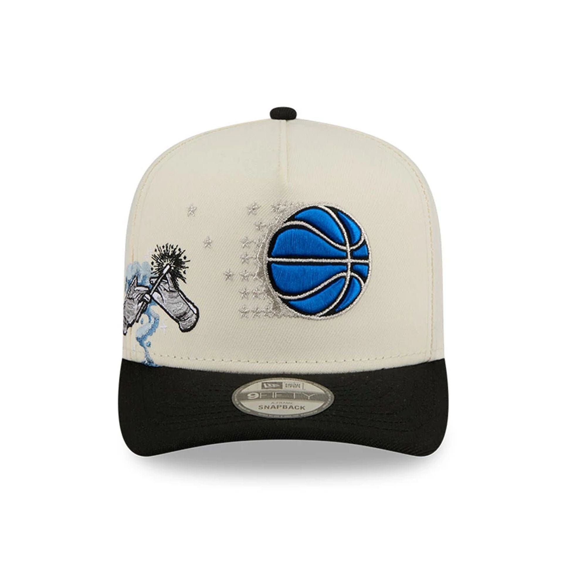 Pictured is this NBA Hardwood Classic Orlando Magic 9FIFTY A-Frame Snapback cap in black. 3