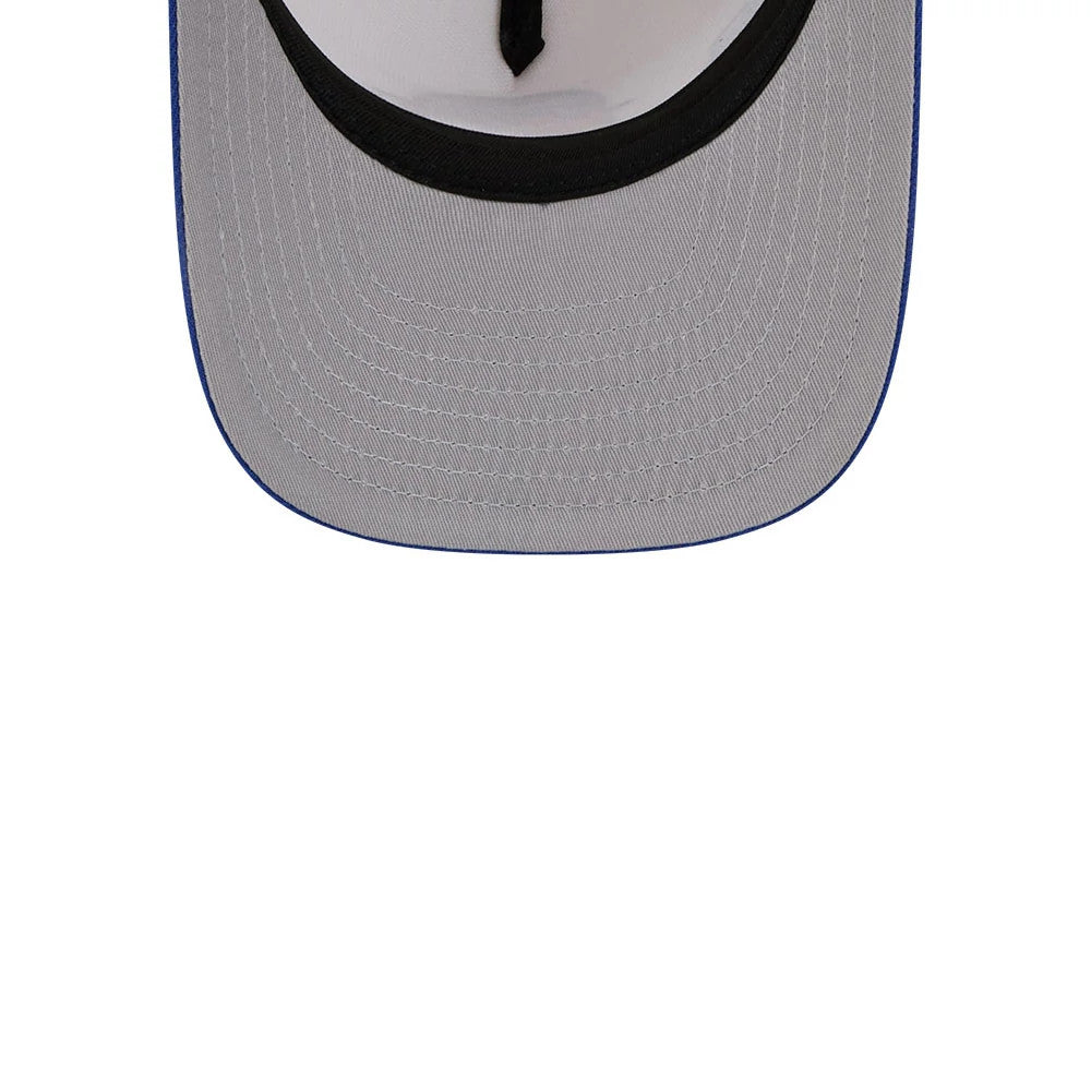 Pictured is this NBA Hardwood Classic Golden State Warriors 9FIFTY A-Frame Snapback cap in blue. 2