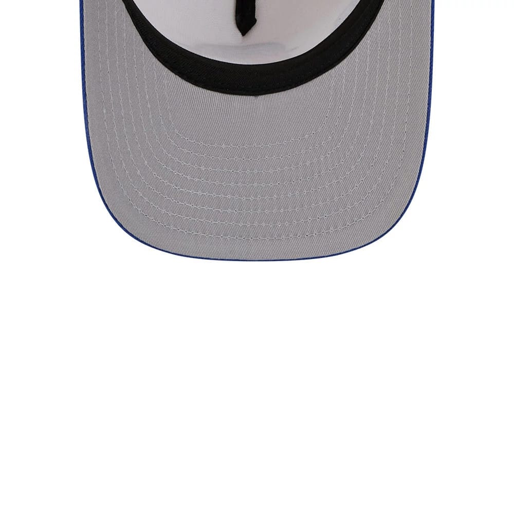 Pictured is this NBA Hardwood Classic Golden State Warriors 9FIFTY A-Frame Snapback cap in blue. 2