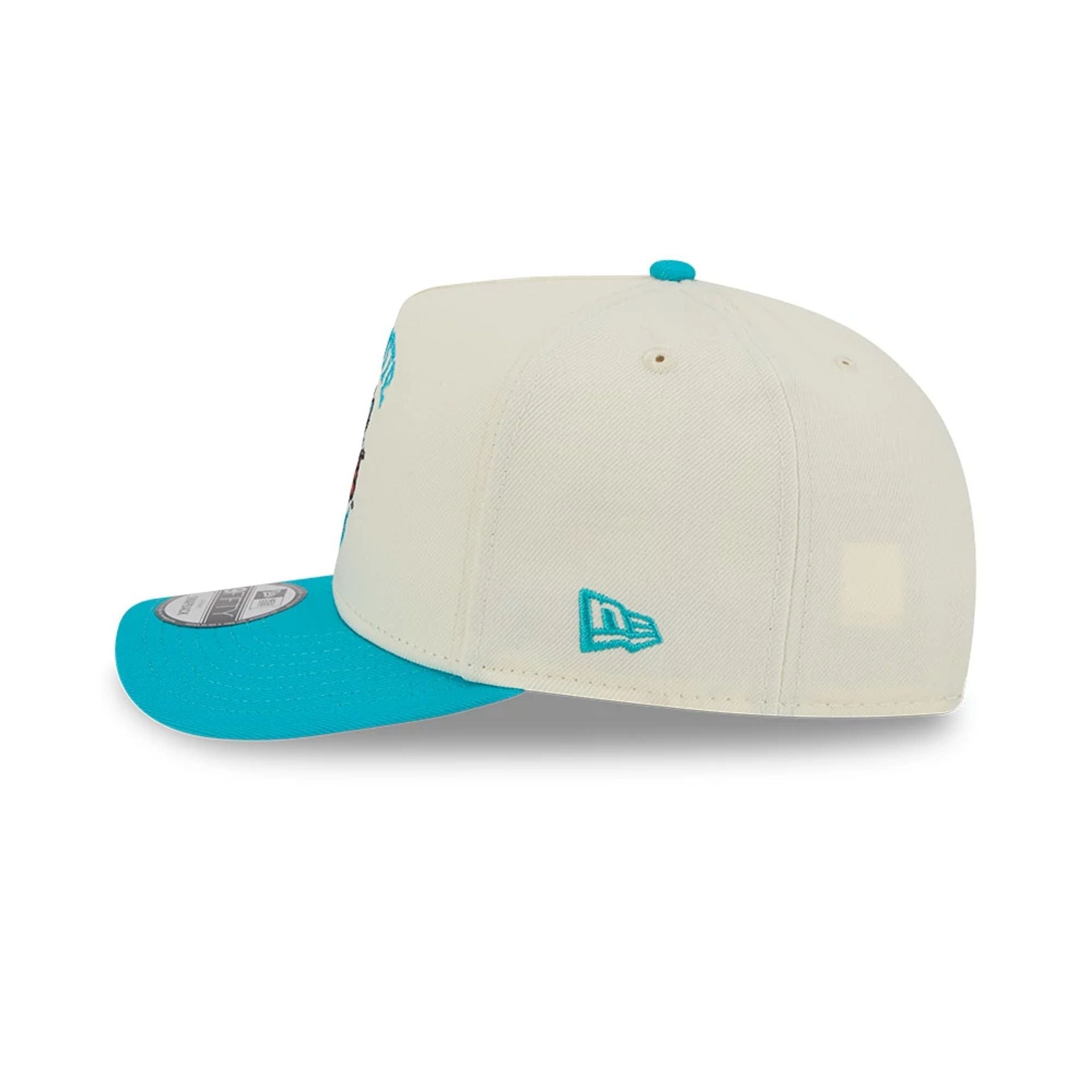 Pictured is this NBA Hardwood Classic Charlotte Hornets 9FIFTY A-Frame Snapback cap in turquoise. 6